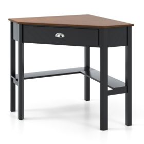 Corner Wooden Piece Laptop Computer Desk (Color: Brown)