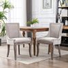 Furniture; Ultra Side Dining Chair;  Thickened fabric chairs with neutrally toned solid wood legs;  Bronze nail head;  Set of 2