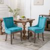 Furniture; Ultra Side Dining Chair;  Thickened fabric chairs with neutrally toned solid wood legs;  Bronze nail head;  Set of 2