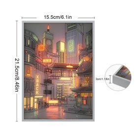 LED Light Painting USB Plug Dimming Wall Artwork Table Lamp Gift Anime Beautiful City Night View Light Painting INS Home Decor (Lampshade Color: 21.5x15.5x3cm)