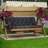 2-3 Seater Swing Cushion Waterproof Outdoor Swing Cushions Replacement Swing Bench Pads Chair Mat with Backrest 8 Tie Straps 59x43.3x3.9in for Patio F