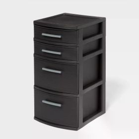 4 Drawer Weave Tower Dark Gray (Color: Black)