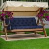 2-3 Seater Swing Cushion Waterproof Outdoor Swing Cushions Replacement Swing Bench Pads Chair Mat with Backrest 8 Tie Straps 59x43.3x3.9in for Patio F