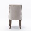 Furniture; Ultra Side Dining Chair;  Thickened fabric chairs with neutrally toned solid wood legs;  Bronze nail head;  Set of 2