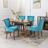 Furniture; Ultra Side Dining Chair;  Thickened fabric chairs with neutrally toned solid wood legs;  Bronze nail head;  Set of 2