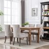 Furniture; Ultra Side Dining Chair;  Thickened fabric chairs with neutrally toned solid wood legs;  Bronze nail head;  Set of 2