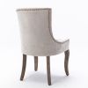 Furniture; Ultra Side Dining Chair;  Thickened fabric chairs with neutrally toned solid wood legs;  Bronze nail head;  Set of 2