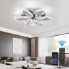 Modern Chandelier Ceiling Fan With Led Lamp Smart Remote Control Crystal Dining Room Fixtures Pendant Hanging Light Porch Lustre