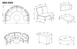 [VIDEO provided] 6 - Person Fan-shaped Rattan Suit Combination with Cushions and Table; Suitable for Garden