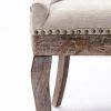 Furniture; Ultra Side Dining Chair;  Thickened fabric chairs with neutrally toned solid wood legs;  Bronze nail head;  Set of 2