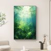 Hand Painted Oil Painting Abstract Water Scenery Oil Painting on Canvas Original Landscape Painting Living Room Home Decor Green Wall Art Custom Plant