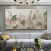 Handmade Oil Painting Abstract Flowers Landscape Oil Painting On Canvas Original Minimalist Green Floral Texture Painting Wall Art Modern Living Room