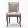 Furniture; Ultra Side Dining Chair;  Thickened fabric chairs with neutrally toned solid wood legs;  Bronze nail head;  Set of 2