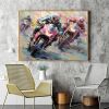 Hand Painted Oil Painting Motor Competition Oil Painting on Canvas Original Racer Art Decor Abstract Motorcycle Painting Living room Home Decor Modern