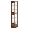 6 Shelf Corner Curio Display Cabinet with Lights, Mirrors and Adjustable Shelves, (E26 light bulb not included)