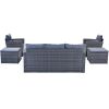 6-piece All-Weather Wicker PE rattan Patio Outdoor Dining Conversation Sectional Set with coffee table, wicker sofas, ottomans, removable cushions