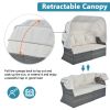 Outdoor Patio Furniture Set Daybed Sunbed with Retractable Canopy Conversation Set Wicker Furniture Sofa Set