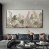 Handmade Oil Painting Abstract Flowers Landscape Oil Painting On Canvas Original Minimalist Green Floral Texture Painting Wall Art Modern Living Room