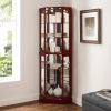 6 Shelf Corner Curio Display Cabinet with Lights, Mirrors and Adjustable Shelves, (E26 light bulb not included)