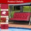 2-3 Seater Swing Cushion Waterproof Outdoor Swing Cushions Replacement Swing Bench Pads Chair Mat with Backrest 8 Tie Straps 59x43.3x3.9in for Patio F