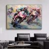 Hand Painted Oil Painting Motor Competition Oil Painting on Canvas Original Racer Art Decor Abstract Motorcycle Painting Living room Home Decor Modern