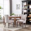 Furniture; Ultra Side Dining Chair;  Thickened fabric chairs with neutrally toned solid wood legs;  Bronze nail head;  Set of 2