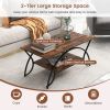 Rectangular Coffee Table with Metal Frame for Living Room